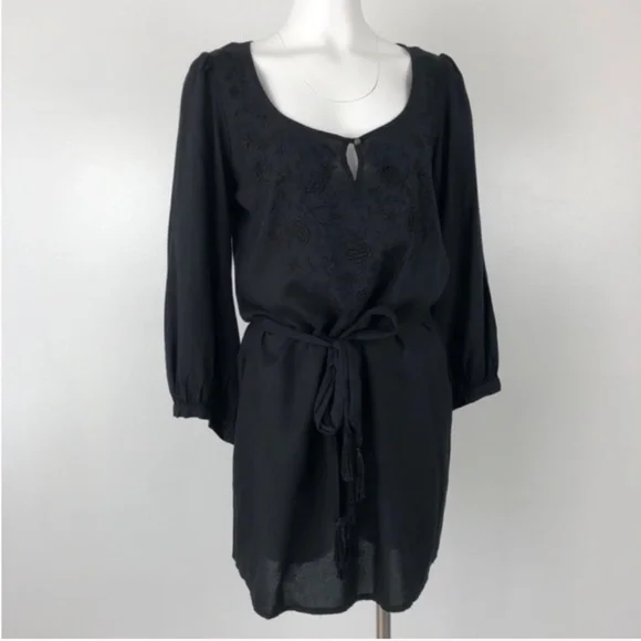 Lucky Brand | Dresses | Lucky Brand Black Floral Embroidered Mini Dress |  Poshmark